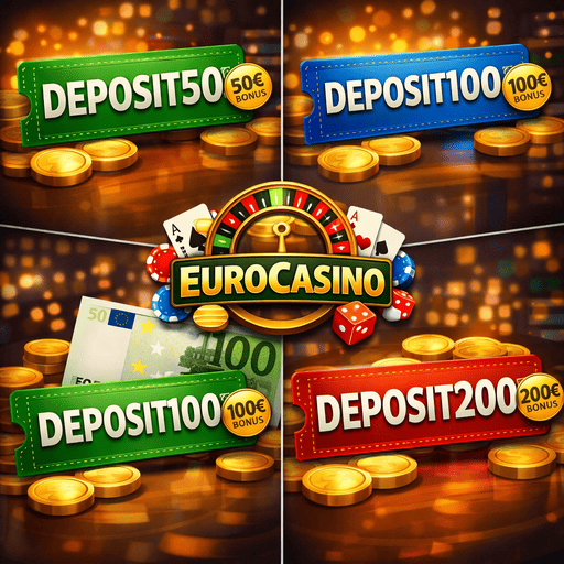 Депозитный промокод на сайте Eurocasino с бонусом за пополнение счета, условиями начисления и активацией предложения