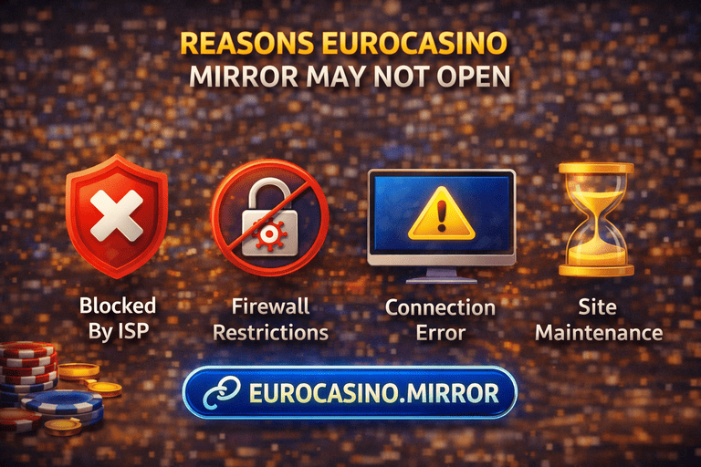 Причины, по которым зеркало Евро Казино может не открываться: устаревшая ссылка, проблемы браузера, кеш, DNS или нестабильное интернет-соединение