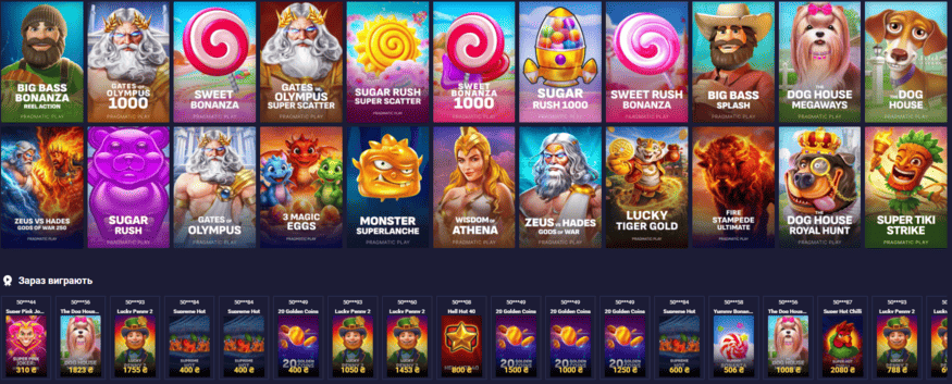 Лобби слотов на сайте Eurocasino с подборками игровых автоматов, тематическими категориями и быстрым доступом к популярным релизам